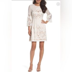 Eliza J White Lace Long Sleeve Dress